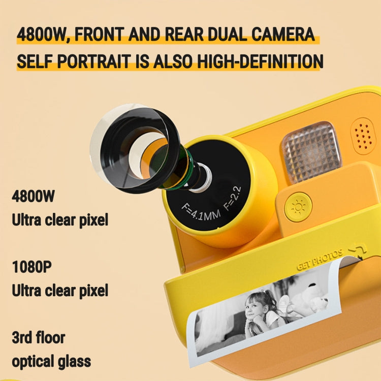 Children Instant Print Camera 4800W Pixel 2-Inch Screen Dual Lens Photography Camera, K27 Pink, K27 Yellow Children Instant Print Camera 4800W Pixel 2-Inch Screen Dual Lens Photography Camera, K27 Pink, K27 Yellow